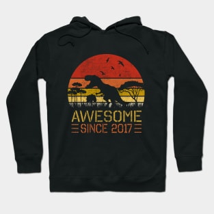 Dinosaur Birthday Boy Shirt Gift Awesome Since 2017 Hoodie